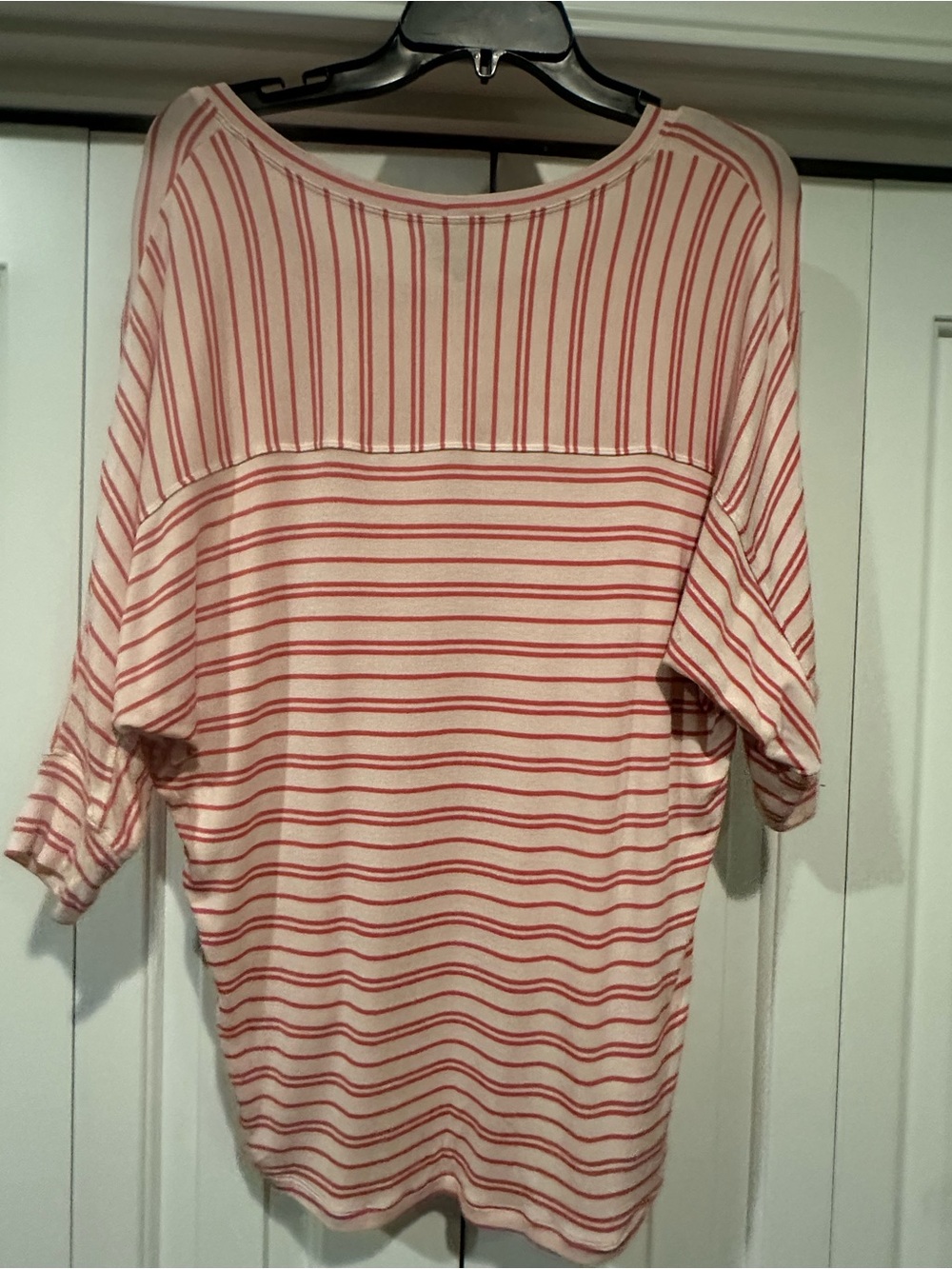 CAbi Tickle Tee Pink Relaxed 3/4 Sleeve Striped Tee - Women's XS - Picture 5 of 5